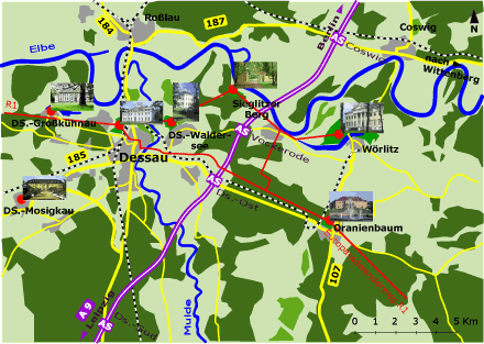 Lageplan von Wörlitz innerhalb der Umgebung